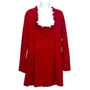 Anthropologie Charlie Robin Wool Coat Size M Ruffle Holiday Coquette Feminine